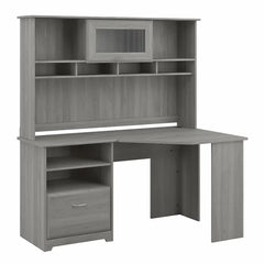 Modern Gray Hillsdale Reversible Corner Desk with Hutch
