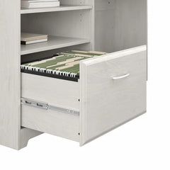 Linen White Oak Hillsdale Reversible Corner Desk with Hutch
