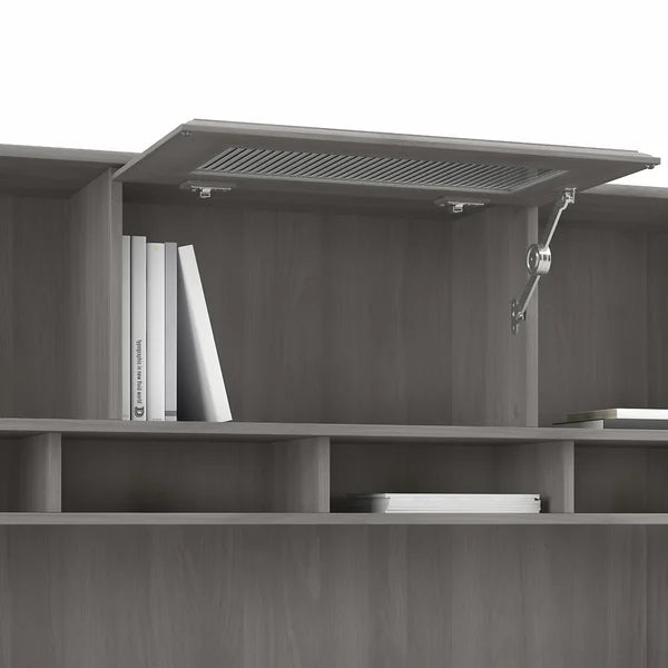 Modern Gray Hillsdale Reversible Corner Desk with Hutch