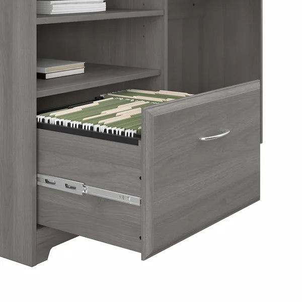 Modern Gray Hillsdale Reversible Corner Desk with Hutch