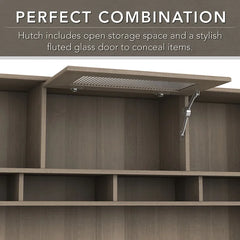 Ash Gray Hillsdale Reversible Corner Desk with Hutch