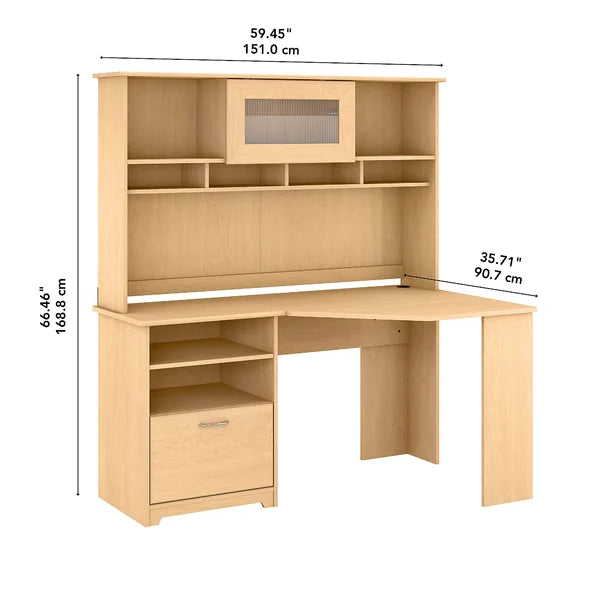 Natural Maple Hillsdale Reversible Corner Desk with Hutch