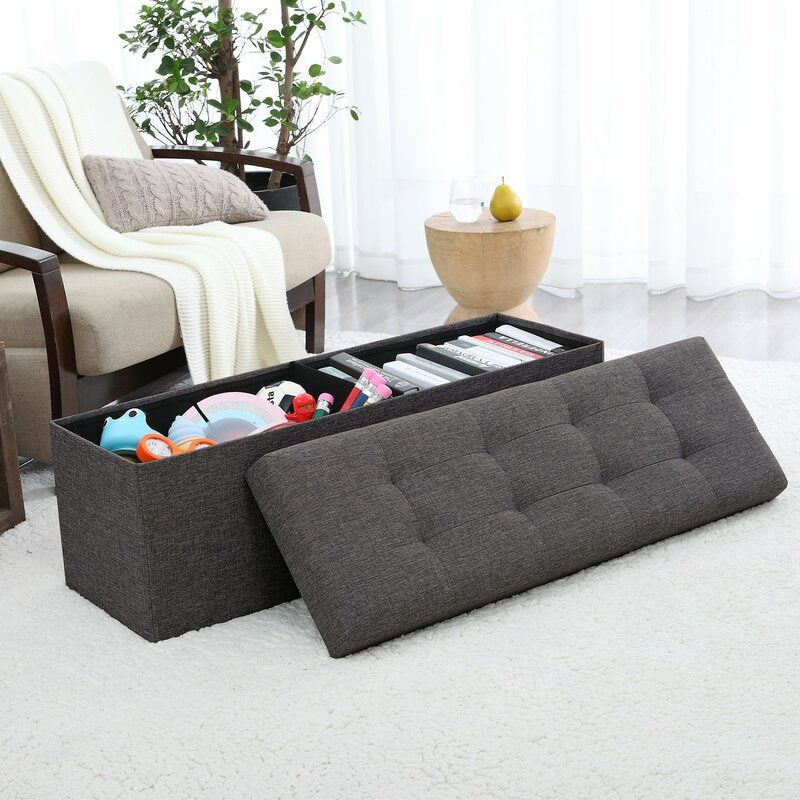Upholstered Flip Top Storage Space Bench Durable Comfortable Seat