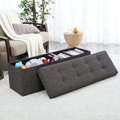 Upholstered Flip Top Storage Space Bench Durable Comfortable Seat
