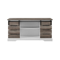 Grey Wash Hisako TV Stand for TVs up to 65" Modern and Rustic Sliding Door