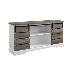 Grey Wash Hisako TV Stand for TVs up to 65" Modern and Rustic Sliding Door