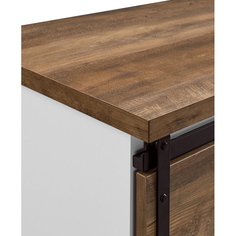 Rustic Oak Hisako TV Stand for TVs up to 65" Modern and Rustic Sliding Door