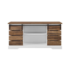 Rustic Oak Hisako TV Stand for TVs up to 65" Modern and Rustic Sliding Door