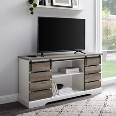 Grey Wash Hisako TV Stand for TVs up to 65" Modern and Rustic Sliding Door