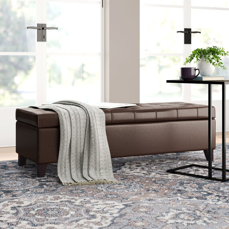 Upholstered Storage Bench Ideal for Tucking Away Pillows, Blankets, and Other Sitting Room Essentials Providing A Space Saving