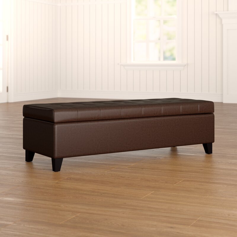 Upholstered Storage Bench Ideal for Tucking Away Pillows, Blankets, and Other Sitting Room Essentials Providing A Space Saving