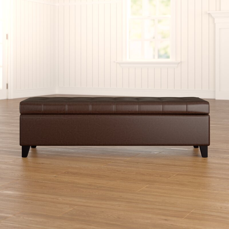 Upholstered Storage Bench Ideal for Tucking Away Pillows, Blankets, and Other Sitting Room Essentials Providing A Space Saving