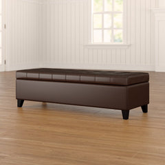 Upholstered Storage Bench Ideal for Tucking Away Pillows, Blankets, and Other Sitting Room Essentials Providing A Space Saving
