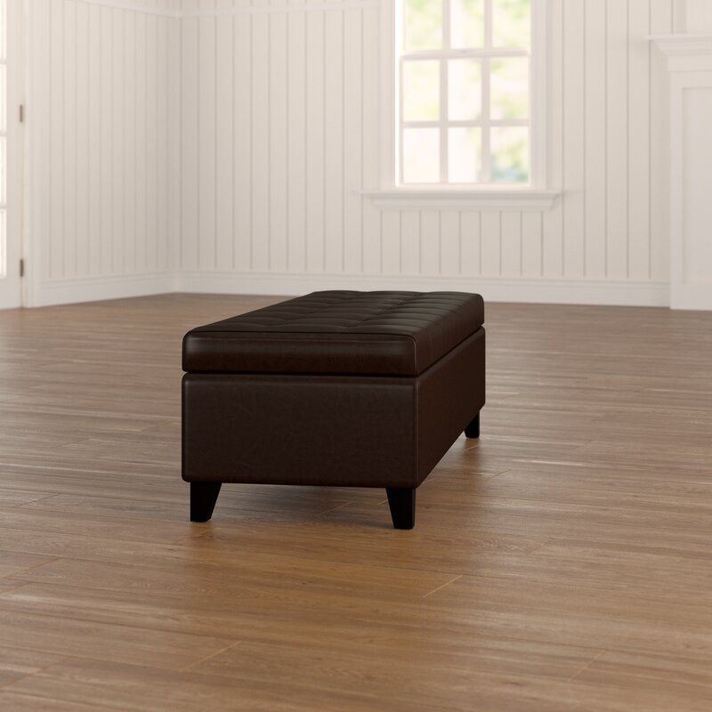 Upholstered Storage Bench Ideal for Tucking Away Pillows, Blankets, and Other Sitting Room Essentials Providing A Space Saving