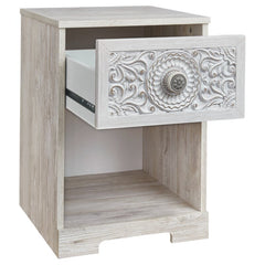 Hoang 22.09'' Tall Indoor 1 Drawer Nightstand in Whitewashed