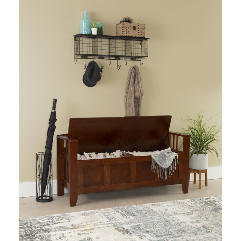 Hoang Flip top Storage Bench Dual Flip Seat Rubber Wood