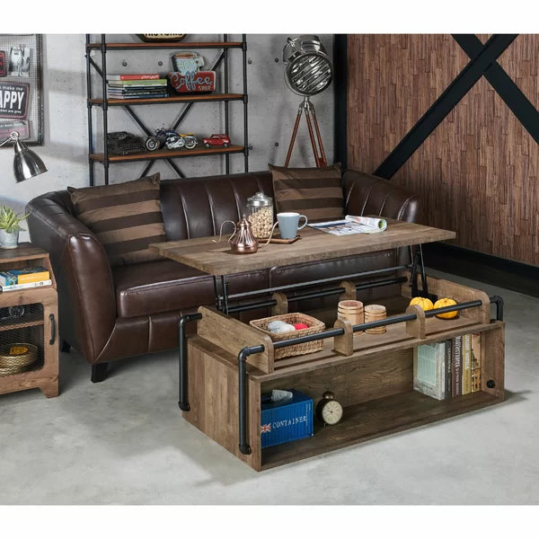 Dark Brown Hoehn Lift Top Block Coffee Table with Storage