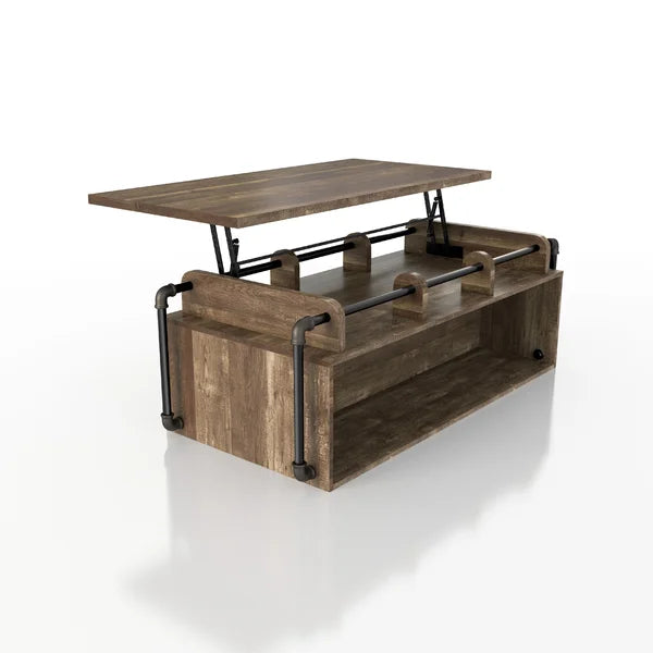 Dark Brown Hoehn Lift Top Block Coffee Table with Storage