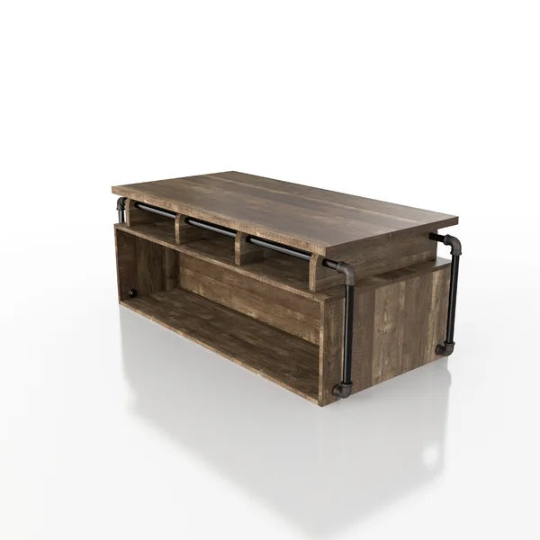 Dark Brown Hoehn Lift Top Block Coffee Table with Storage