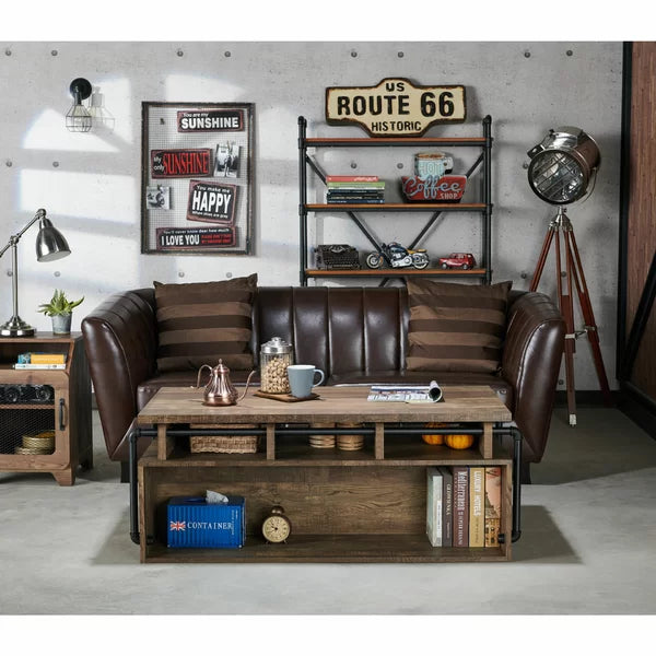 Dark Brown Hoehn Lift Top Block Coffee Table with Storage