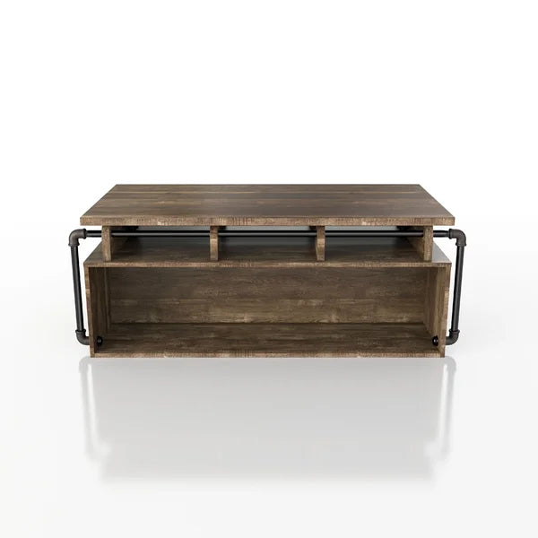 Dark Brown Hoehn Lift Top Block Coffee Table with Storage