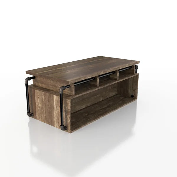 Dark Brown Hoehn Lift Top Block Coffee Table with Storage