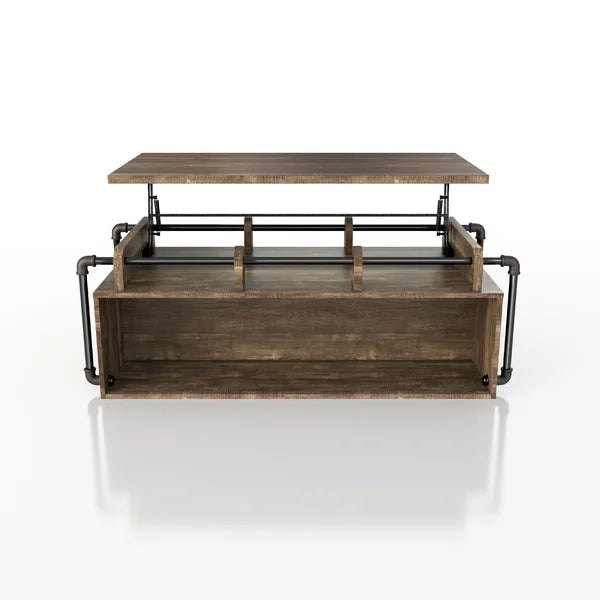 Dark Brown Hoehn Lift Top Block Coffee Table with Storage
