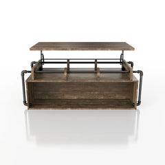 Dark Brown Hoehn Lift Top Block Coffee Table with Storage