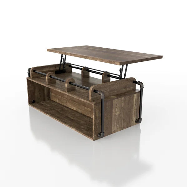 Dark Brown Hoehn Lift Top Block Coffee Table with Storage