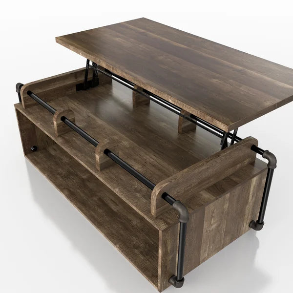 Dark Brown Hoehn Lift Top Block Coffee Table with Storage