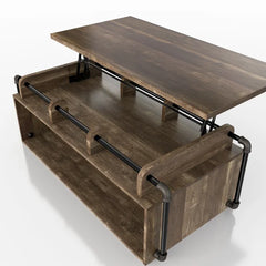 Dark Brown Hoehn Lift Top Block Coffee Table with Storage