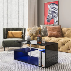 Black Holl Floor Shelf Coffee Table with Storage