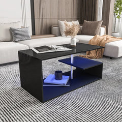 Black Holl Floor Shelf Coffee Table with Storage