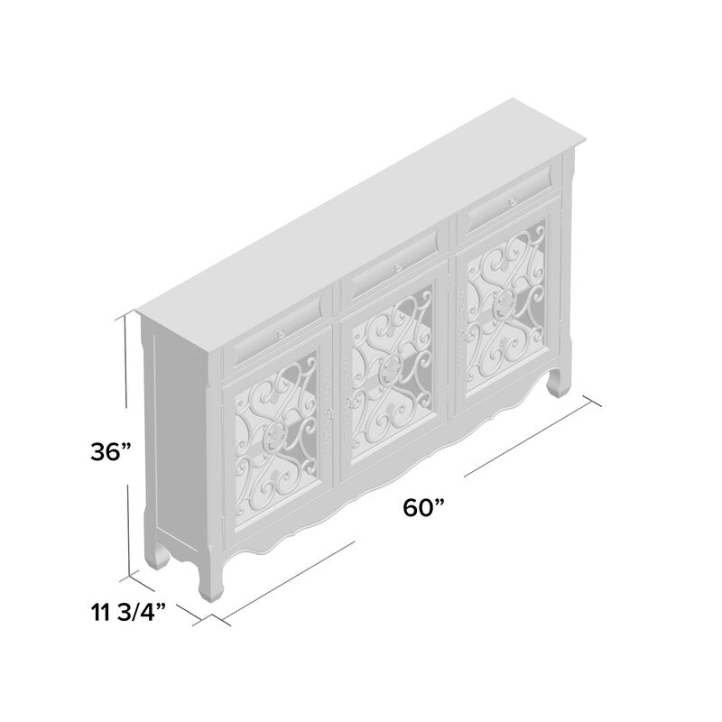 Hood Green Gray 60'' Wide 3 Drawer Sideboard Three Drawers that Can Be Used To Keep your Small Yet Necessary Items Like Cutlery