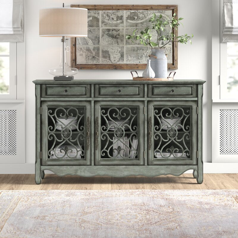 Hood Green Gray 60'' Wide 3 Drawer Sideboard Three Drawers that Can Be Used To Keep your Small Yet Necessary Items Like Cutlery