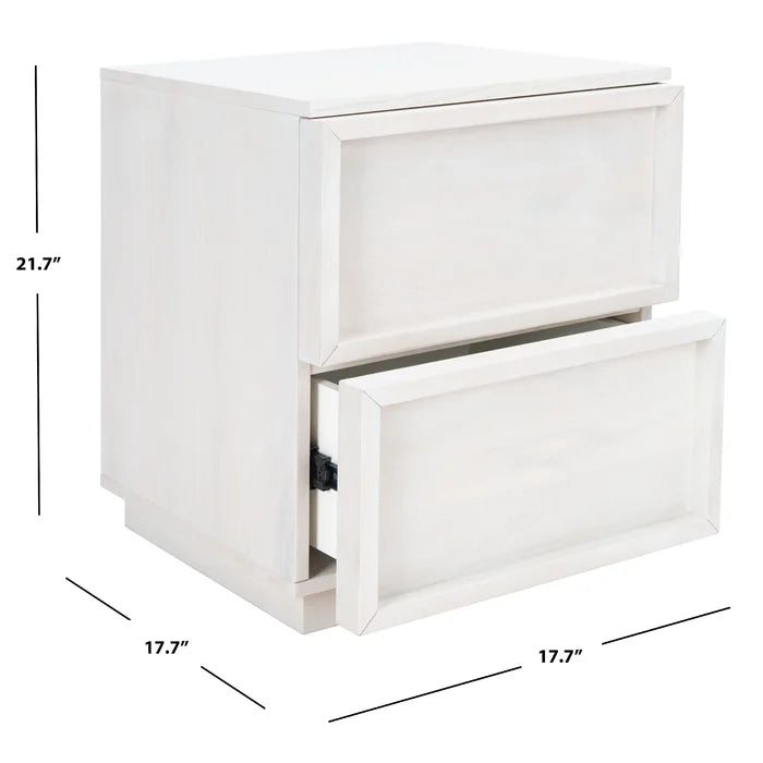 White Washed Hudson 21.7'' Tall 2 - Drawer Nightstand