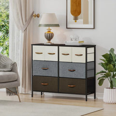White/Gray/Brown/Black Huey 8 Drawer 37.6'' W Dresser