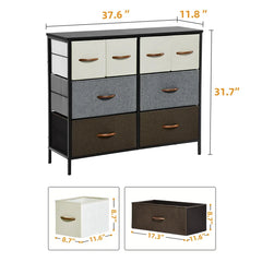 White/Gray/Brown/Black Huey 8 Drawer 37.6'' W Dresser