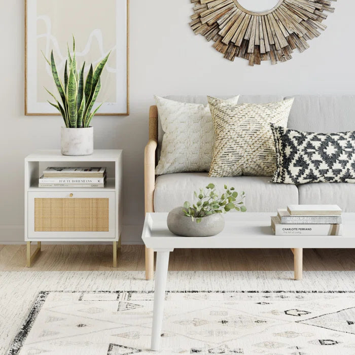 Hugette sled end clearance table with storage