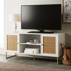 White/Gold Hugette TV Stand for TVs up to 55" Cable Management