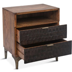 Ilford 28.6'' Tall 2 - Drawer Solid Wood Nightstand in Brown Contemporary Modern Design
