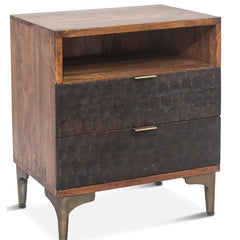Ilford 28.6'' Tall 2 - Drawer Solid Wood Nightstand in Brown Contemporary Modern Design