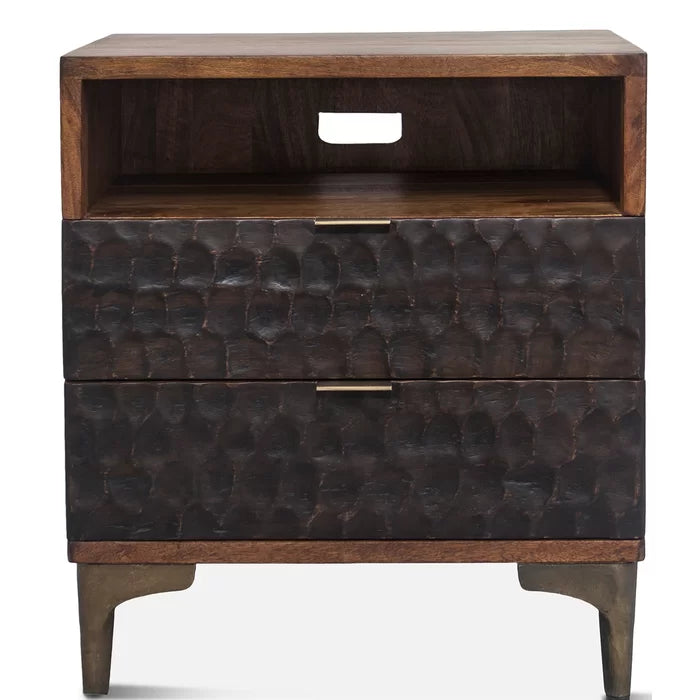 Ilford 28.6'' Tall 2 - Drawer Solid Wood Nightstand in Brown Contemporary Modern Design