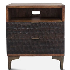 Ilford 28.6'' Tall 2 - Drawer Solid Wood Nightstand in Brown Contemporary Modern Design