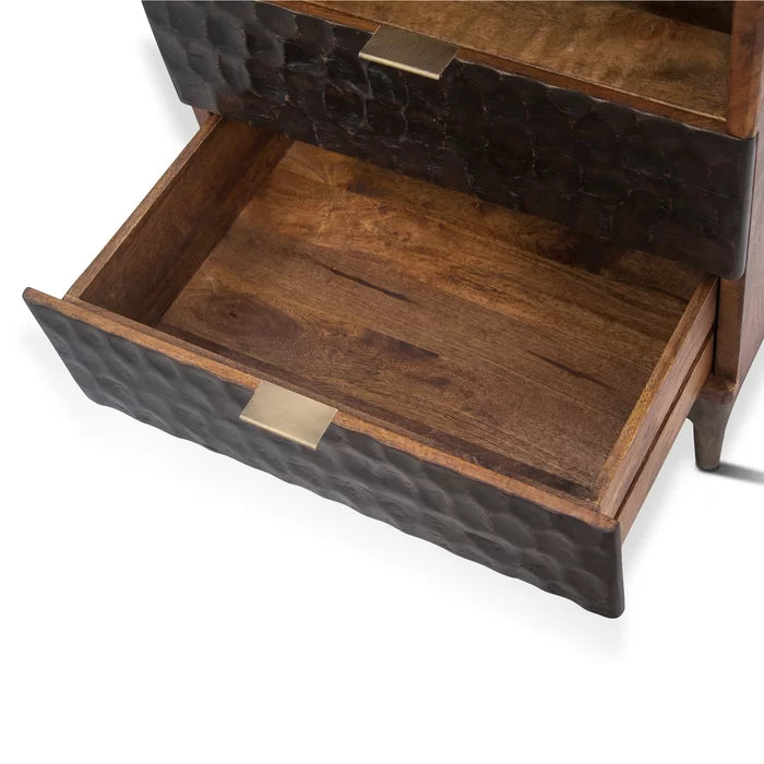 Ilford 28.6'' Tall 2 - Drawer Solid Wood Nightstand in Brown Contemporary Modern Design