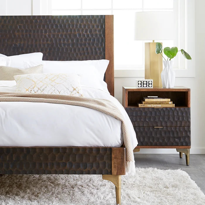 Ilford 28.6'' Tall 2 - Drawer Solid Wood Nightstand in Brown Contemporary Modern Design