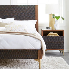 Ilford 28.6'' Tall 2 - Drawer Solid Wood Nightstand in Brown Contemporary Modern Design