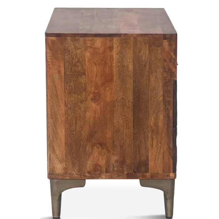 Ilford 28.6'' Tall 2 - Drawer Solid Wood Nightstand in Brown Contemporary Modern Design