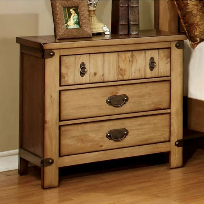 Ilyan 28.13'' Tall 3 - Drawer Solid Wood Nightstand in Burnished Pine