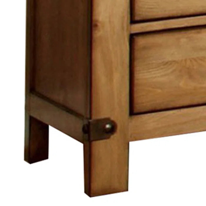 Ilyan 28.13'' Tall 3 - Drawer Solid Wood Nightstand in Burnished Pine